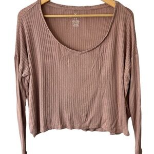 Women's American Eagle Ribbed Long Sleeve Crop Top
